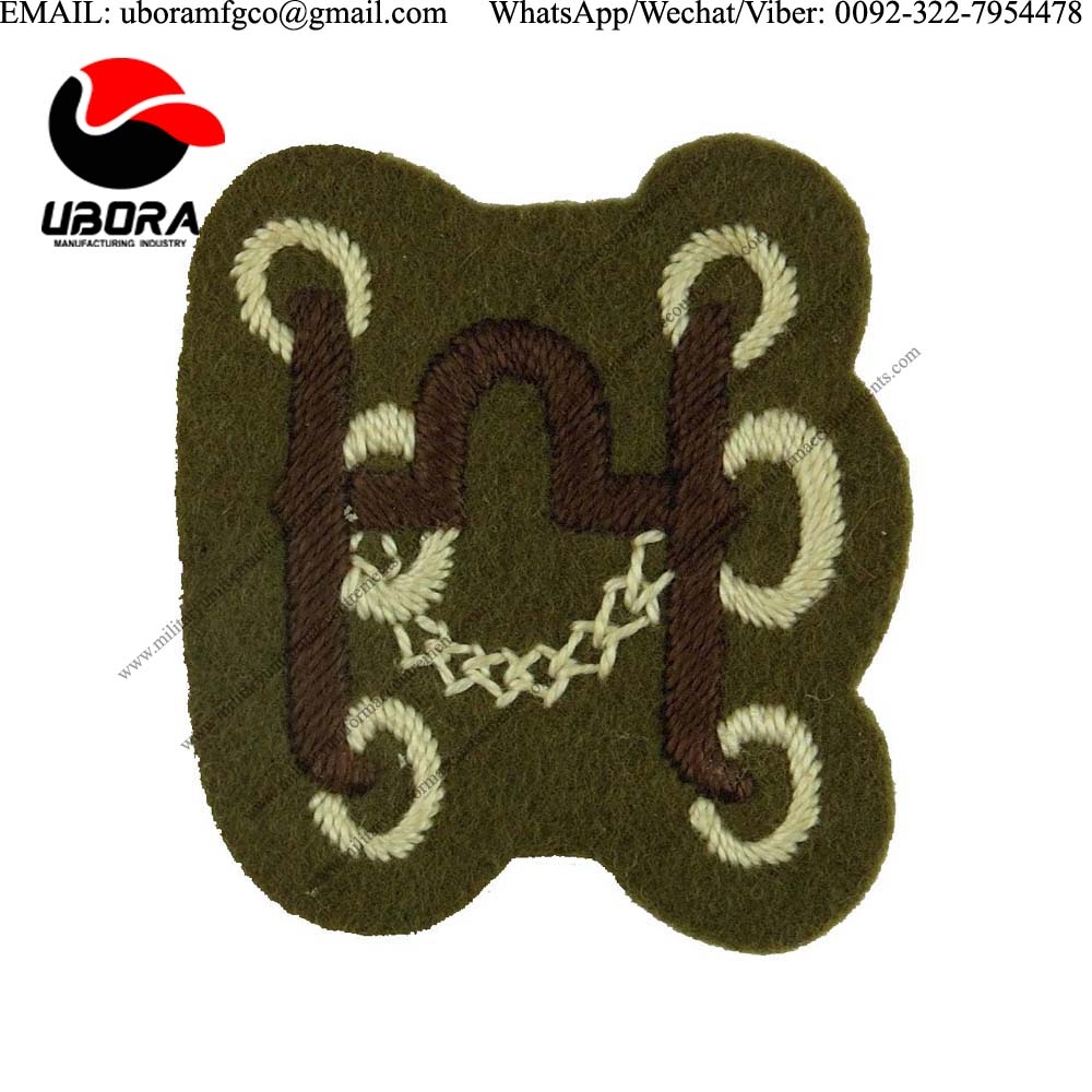 Applique Embroidery Badge hand embroidery badges Bit Saddle & Harness maker Brown On Khaki Embroider